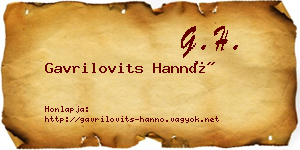Gavrilovits Hannó névjegykártya